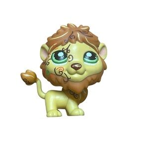 My Littlest Pet Shop LPS #107 Lion Yellow Brown Mane Swirl Design Hasbro